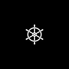  Ship wheel logo icon isolated on dark background