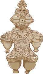 Illustration of Dogu, ancient Japanese clay doll in prehistoric times.
