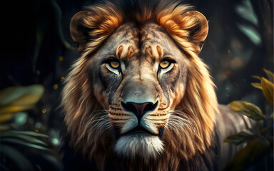 "Regal Majesty: Portrait of a Lion in 8K Photorealistic Detail, portrait of a lion, Generative AI 