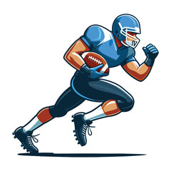 American football player men athlete vector illustration, colorful style American football rugby game male player design template isolated on white background