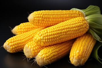 A photo of corn isolated on black background Generative AI