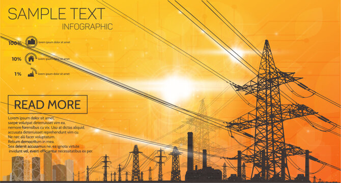 Electric poles, transmitting electricity to consumers.