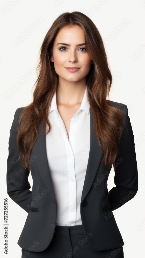 Aufkleber stock image of a woman in professional attire against a white backdrop generative ai