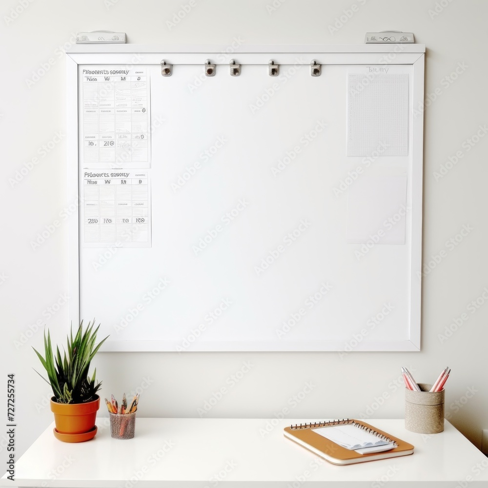 Poster stock image of an office bulletin board on a white background, informative, display and organization