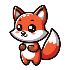Cute adorable fox cartoon character vector illustration, funny wolf foxy flat design template isolated on white background