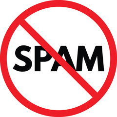 No spam sign isolated on white background . Stop spam icon vector - obrazy, fototapety, plakaty