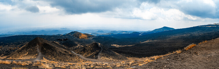 Naklejka premium the lunar beauty that the peaks of the Etna volcano in Sicily offer