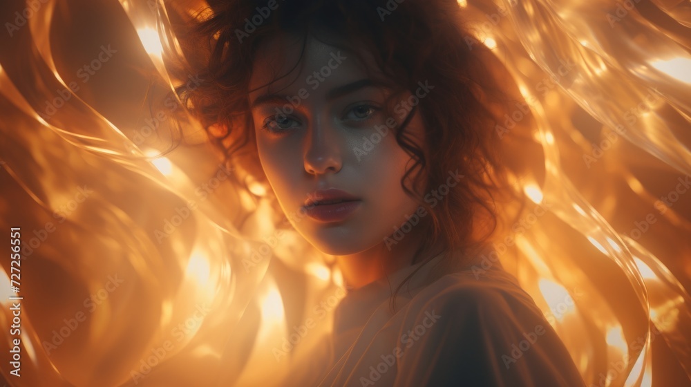 Poster Subtle gradients merging softly, forming an abstract and serene visual. woman's face Generative AI