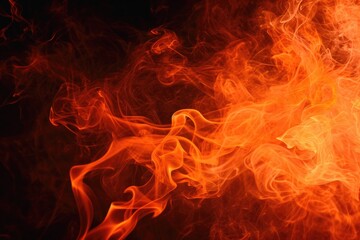 Fiery Flow: Abstract Red Smoke Texture in Dark Room
