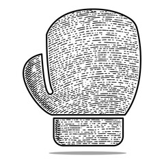 boxing glove icon vector engraving style hand drawn black and white