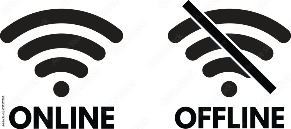 Fototapete Online offline wifi icon set isolated on white background . Connect and disconnected wireless network icon vector