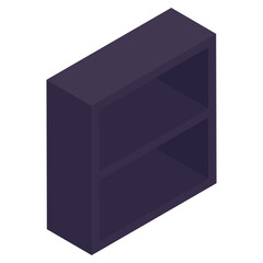 Trendy isometric design icon of wooden shelves 