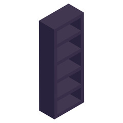 Trendy isometric design icon of wooden shelves 
