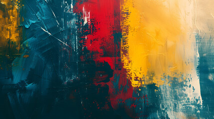 Abstract Painting of Yellow, Red, and Blue