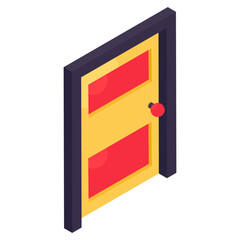 Conceptual isometric design icon of door