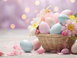 Obraz na płótnie Canvas Easter basket with colorful eggs