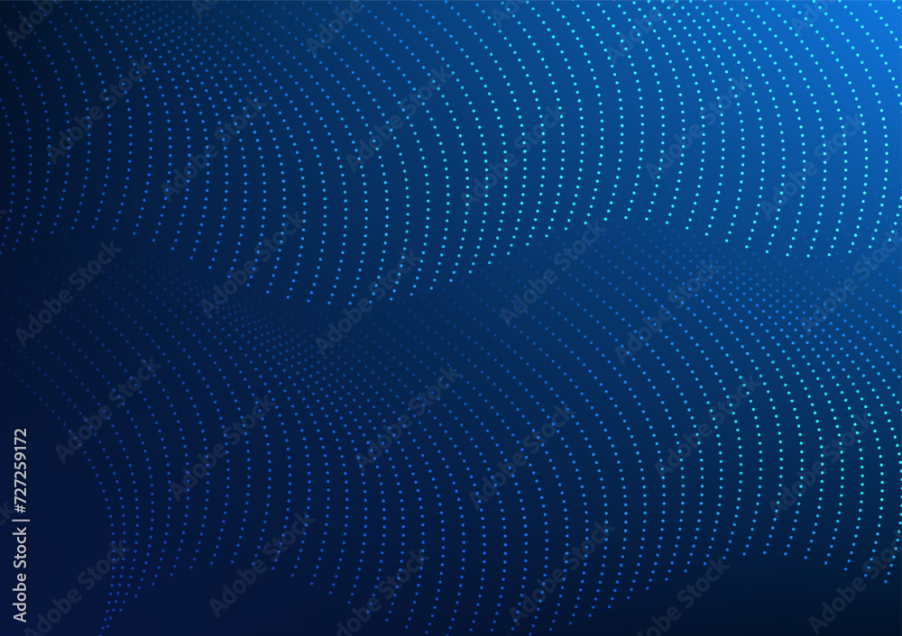 Poster abstract technology background lines of points connected together to form waves. that shows the coll