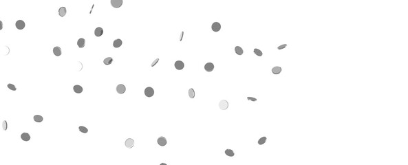 Joyful Deluge: Brilliant 3D Illustration Showcasing an Overflow of silver Confetti
