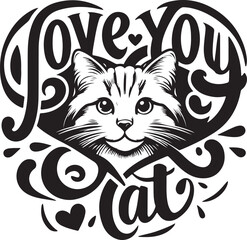 The Best Love you Cat Typography, Vector, T-shirt Design.