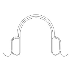 Headphone oneline continuous outline vector art drawing and simple one line minimalist illustration design.