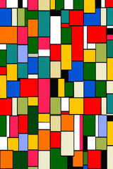 Geometric Harmony, A Mosaic of Colorful shapes