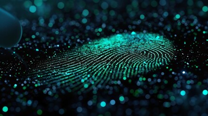 biometric fingerprint on dark background  - obrazy, fototapety, plakaty