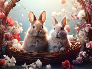 Easter background with cute bunny