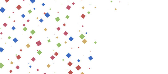  Colorful assorted confetti with serpentine on white