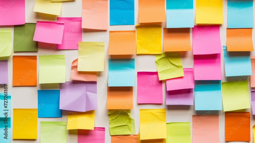 Aufkleber Array of multi-colored sticky notes Generative AI
