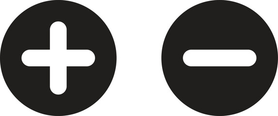 Obraz premium Plus and minus icon set in circle isolated on white background . Vector illustration