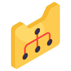 An isometric design icon of folder network 