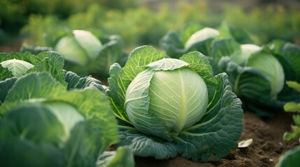 close-up of a man's hands holding a lot of green cabbage, harvesting in the garden Generative AI