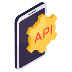 Conceptual isometric design icon of api 