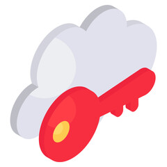 Editable design icon of cloud key