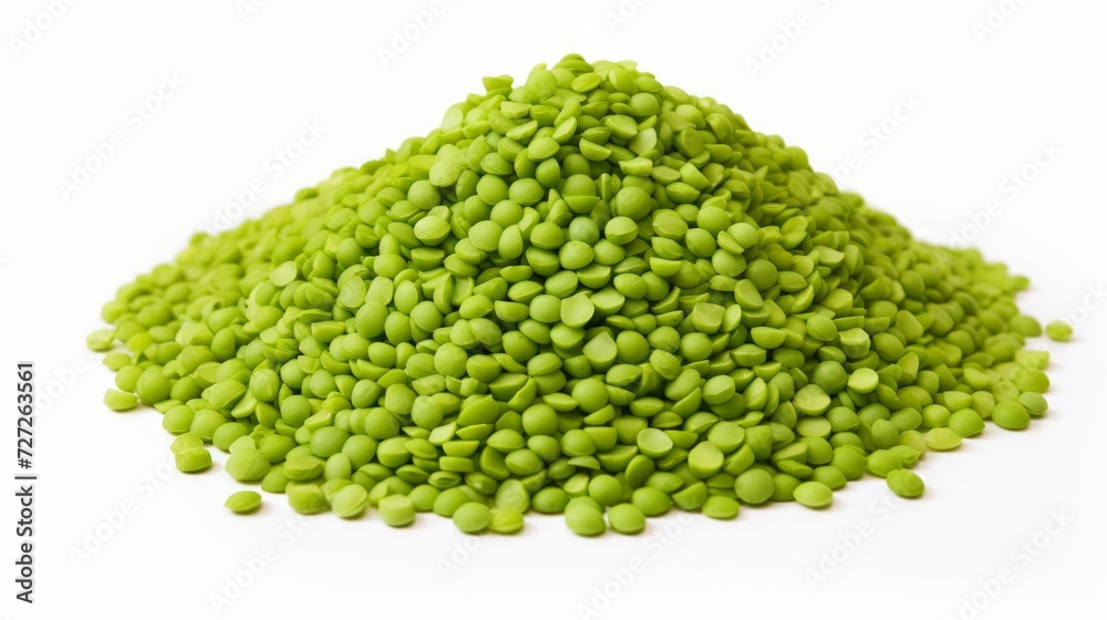Poster Close-up realistic photo featuring a small pile of split peas on a white background Generative AI