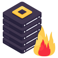 An icon design of server burning 