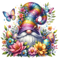 Obraz na płótnie Canvas Easter Gnome Clipart | Cute Holiday Gnomes for Spring Celebrations Whimsical Easter Gnomes | Festive Spring Clipart for Decorations Happy Easter Gnome Illustration | Seasonal Holiday Digital Art