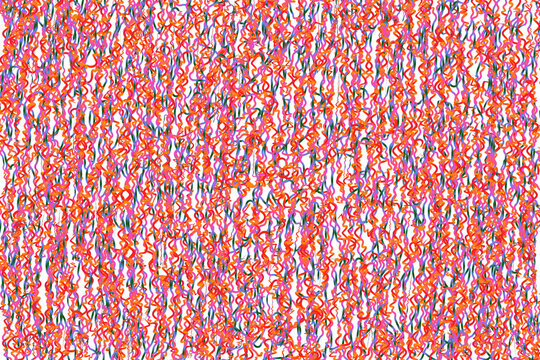 Eine Fl&auml;che, &Uuml;berlagerung oder ein Hintergrund aus mehreren, ungleichm&auml;&szlig;ig gewellten Linien, aus bunten Farbverl&auml;ufen