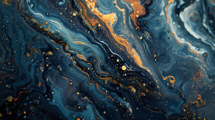 Fototapeta premium Abstract Painting With Gold and Blue Colors