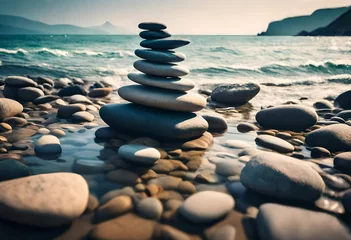 Fotobehang stones on the beach © azka