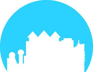 Fototapeta premium City Skyline in Circle Shape Illustration