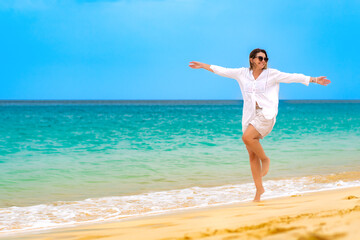 Beautiful woman walking on sunny beach Santa Maria, Sal Island, Cape Verde  © Jacek Chabraszewski