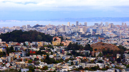 San Francisco, California: View of San Francisco skyline from Twin Peaks