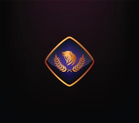 Royal brand illustration vector logo design golden leaf symbols for vip and royal.