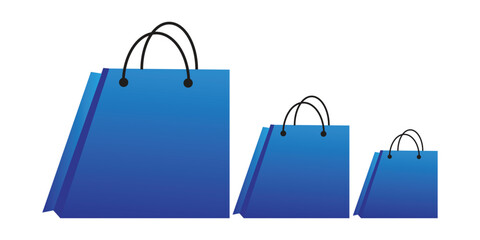 Shopping Bag Icon Blue set , Paper Bags Illustration, Online Shop Symbol, E-Commerce Logo, Commerce Sign, Isolated  Variations.