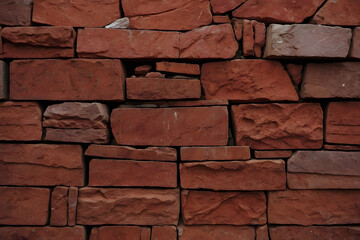 Close-up red stones wall