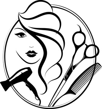 stylized woman hair salon tools black clip art preview
