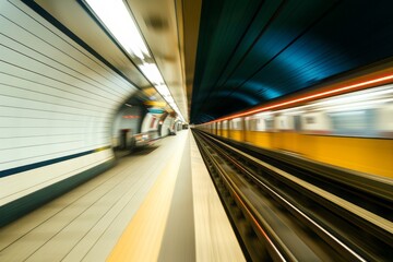 photo blurry, speed tunnel effect. This is a scene from a metro station