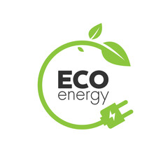 Eco-energy icon on white background.