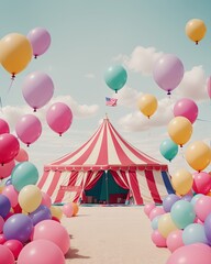 Carnival with balloons in the sky